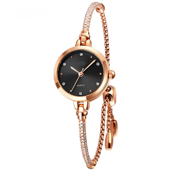(Svart) Damklocka Analog Kvarts Klocka Diamantarmband