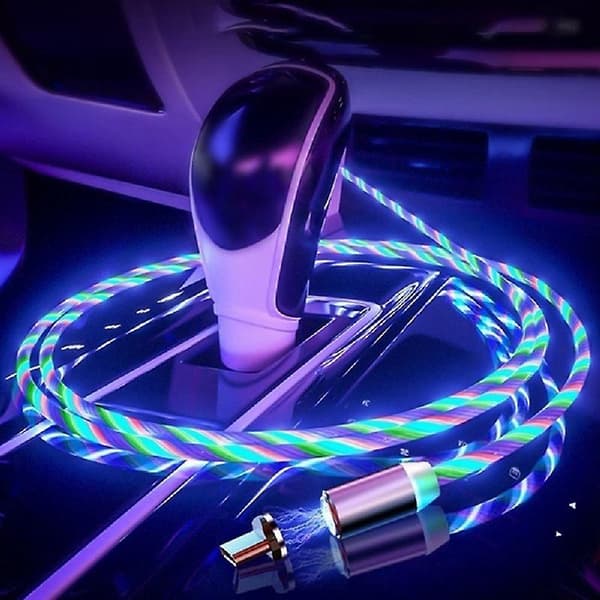 1 kpl magneettinen latauskaapeli matkapuhelimelle Type C virtaava valaiseva valaistuskaapeli LED-kaapelille (1M Multi