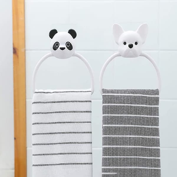 2-pack tecknade handduksringar, sugkopp badrumshanddukshållare, barnplast L