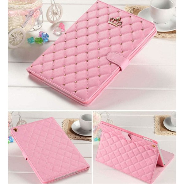 Etui til iPad 9.7 2018 2017/ iPad Air 2, Diamant Sødt Elegant PU Læder Smart Auto Sleep/Wake Stativ Apple iPad 5./6./iPad Air (Pink)