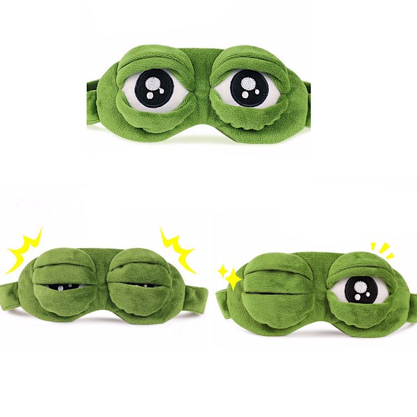 3 stk. Groda Sad Frog 3D Øjenmaske Dækning Søvn Sjov Hvile Søvn Grøn Festival Green 3pcs