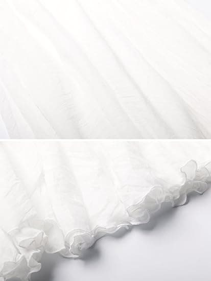 Elastisk midje lang flytende bohemsk bomull uformelt maxiskjørt for kvinner og jenter, hvit white 95CM