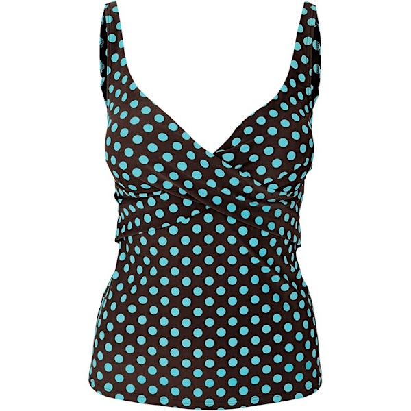 Dame Prikket Badetøj Tankini Bikini Sæt Svømmedragt sort black 2XL