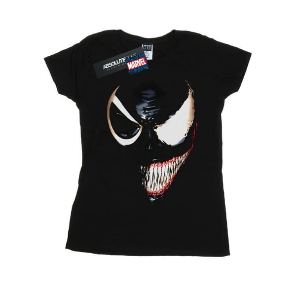 Marvel Dame Venom Split Face Bomulds T-shirt S Sort Black S