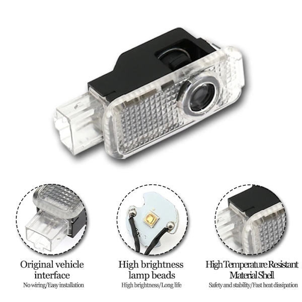 Bildør velkomstlys LED projektorlampe for Audi SLINE QUTTRO S2~S8 S RS A3~A6 8P 8V C7 Q5 B6~B9