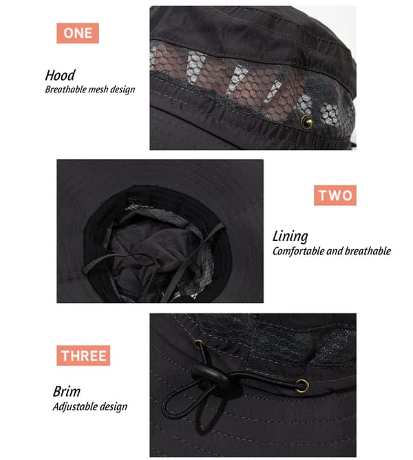 Solhattar för män Sommarhatt Bredbrättad Packbar Cowboyhatt Vandringsfiskehatt Dark Grey