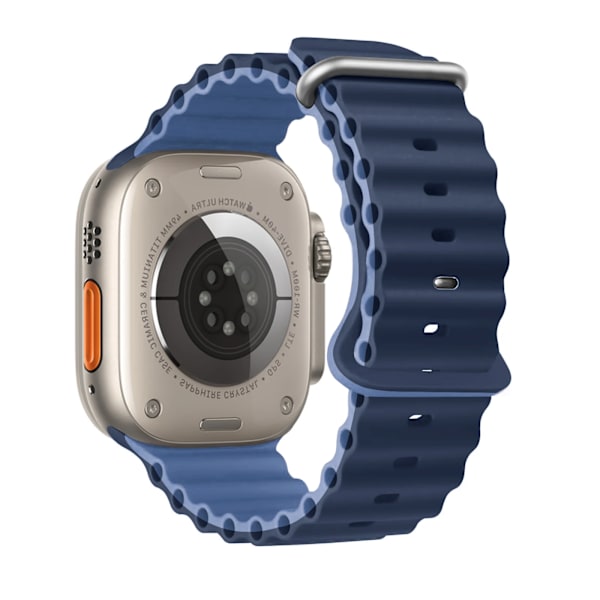 Ocean rem for Apple Watch Ultra 2 band 49mm 45mm 44mm 40mm 41mm 42mm 49mm silikone correa armbånd iWatch serie 9 7 6 3 ur 8 Mørk-lys Blå Y