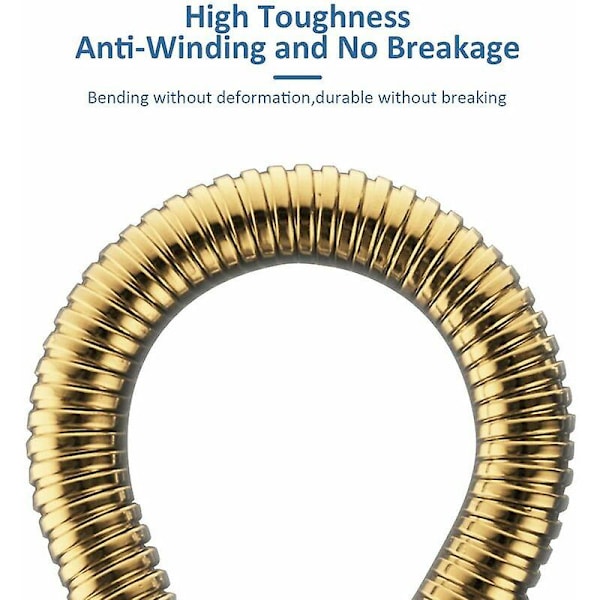 Guld duschslang krom rostfritt stål duschslang anti-twist anti-explosion 2m