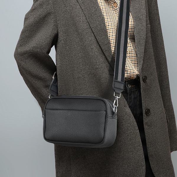 Crossbody Taske til Kvinder Klassisk Skuldertaske med Bred Rem Crossbody Taske med Lynlås Black