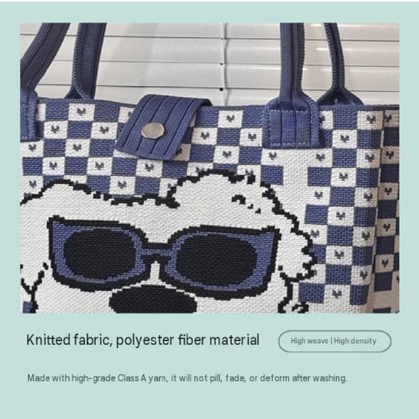 Strikket handleveske Leopardstoff Stor kapasitet Tote Sommer Strandveske Skuldervesker for kvinner 3