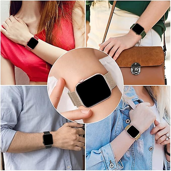 3-pakks Mesh Metal Bands Kompatibel med Apple Watch Bands 38mm 40mm 41mm 42mm 44mm 45mm 49mm, Rustfritt Stål Magnetisk Sløyfe AA AA004 38mm 40mm 41mm