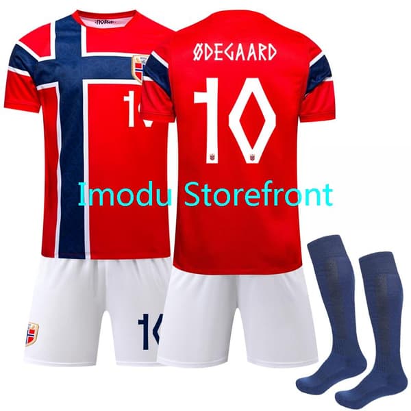 2026 VM Norges herrlandslag hemmatröja för barn+shorts+strumpor (nr 10 Ødegaard tryckt){bt} Nr 10 Ødegaard No.10 Ødegaard 16
