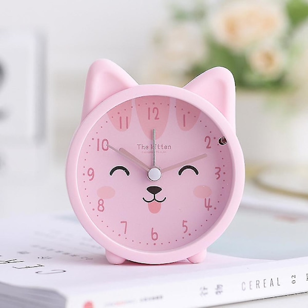 3\" Työpöytäkello Piirretty Eläin Hiljainen Ei Tikaa Kello Pyöreä Silikoninen Analogi Lapset Söpö Kissa Painettu Herätyskello Digitaalinen Kello Yövalolla h