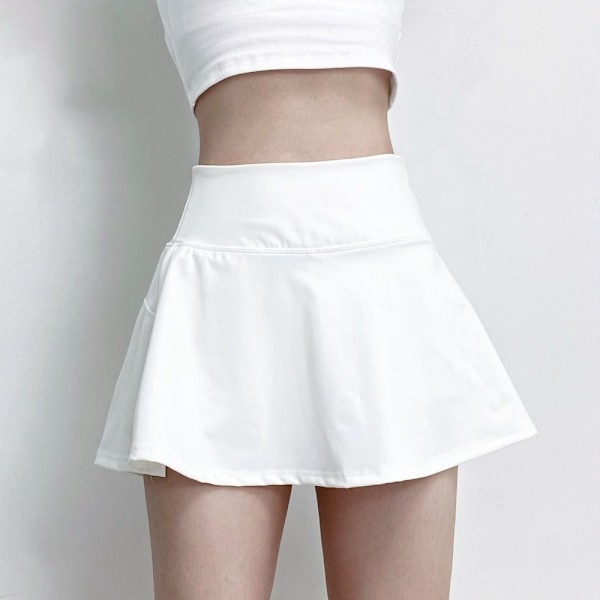 Sportkjol med inbyggda shorts Kjol VIT L Vit White L