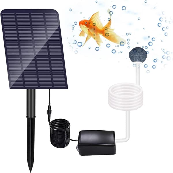 Solardriven dammluftare, 2,5W solcellsluftpump, solcellsdammspump, akvarium