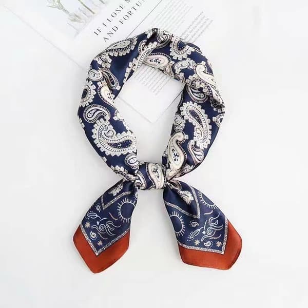 Tørklæde til kvinder, silke, lys farve Navy cashew