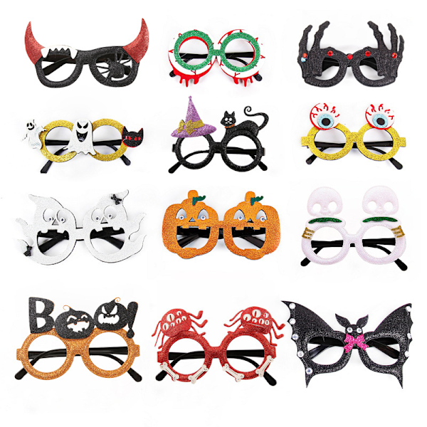 12 Pak Halloween Græskarbriller til Børn – Sjove Fotorekvisitter & Festfavoritter, Perfekt til Kostumer Picture glasses 12pcs