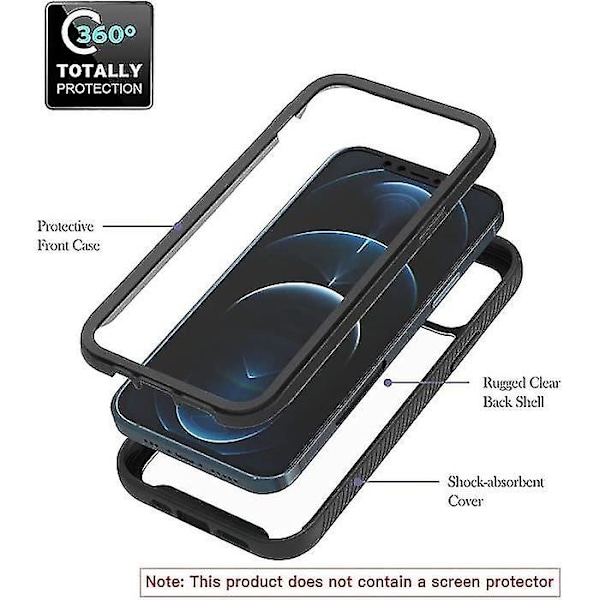 10 Pro 5G Helkapsel Hybrid Dobbeltlag Stødsikker 360 Transparent Silikone PC + TPU Sort P
