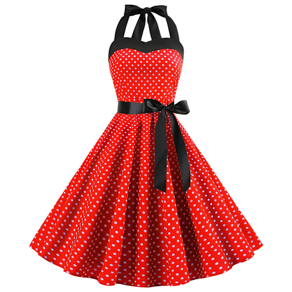 Naisten pilkullinen rintaliivimekko punainen 2XL Red