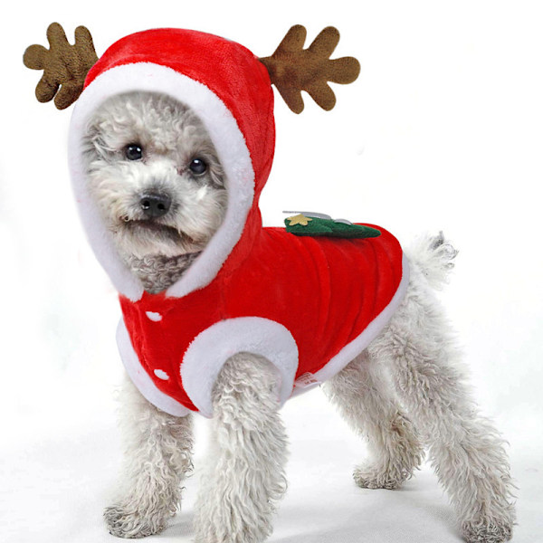 Julekostume til kæledyr - Santa Hundeklæder Vinterjakker Outfit til Katte Små Hunde M:Chest 36cm(14")