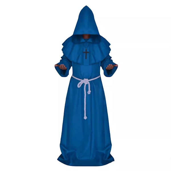 Keskiaikainen Munkkiroppu Pappi Roppu Halloween Cosplay Puku Viitta blue S