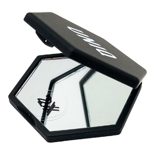 UNIQ Mini Compact Hexagon Mirror - Musta taskupeili 2x suurennuksella