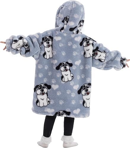 Barnas overdimensjonerte teppegenser, Sherpa fleece hettegenserteppe, Jenter Gutter hettegenser med lommer for småbarn