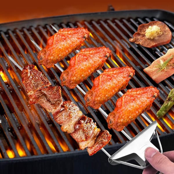3-piggig grillspett, grillspett för utomhusbruk