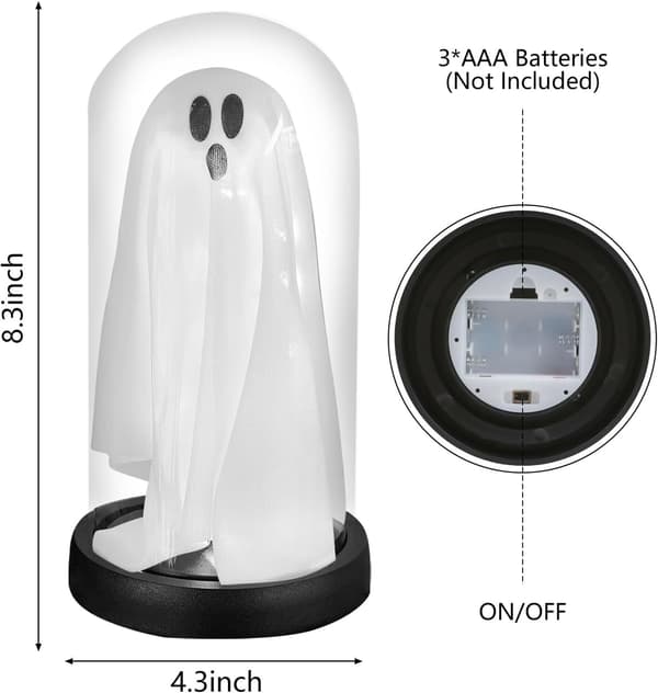 Halloween-dekoration, oplyst spøgelse i glaskuppel