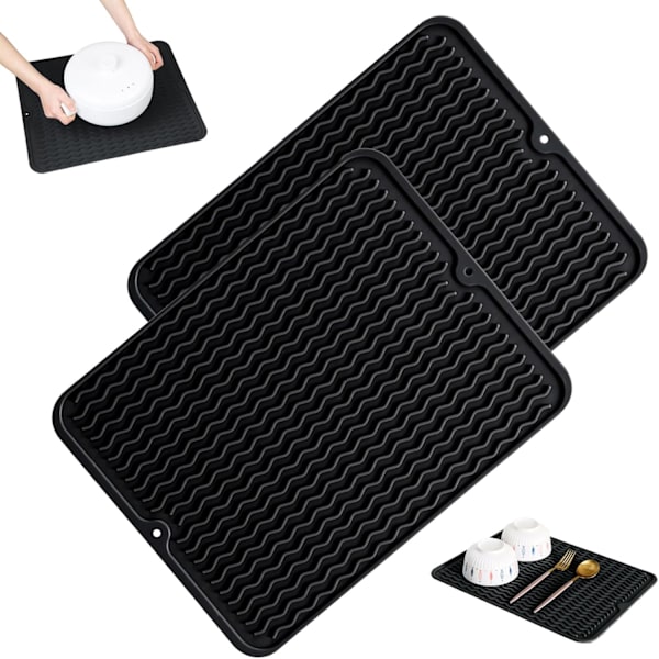2-pack silikonunderlägg för disk, 40x30 cm, diskunderlägg, diskställ