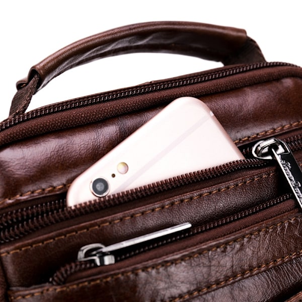 Herr Läder Axelväska Messenger Satchel Crossbody Handväska Brown