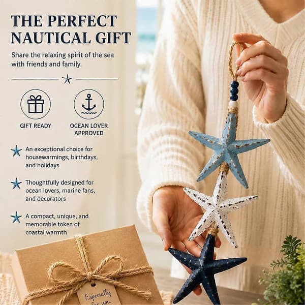Træ-søstjerneindretning alsidige belysningsmuligheder til søstjerne i hytte ved søen With Light Starfish