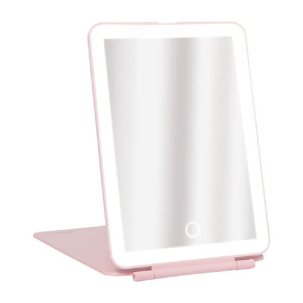 UNIQ Sammenleggbart Oppladbart LED-speil - Sminkespeil for Reise - Rosa
