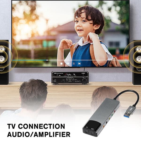 USB Lydkort 7.1 5.1 Kanal Eksternt Lydkort SPDIF Optisk for PC Datamaskin