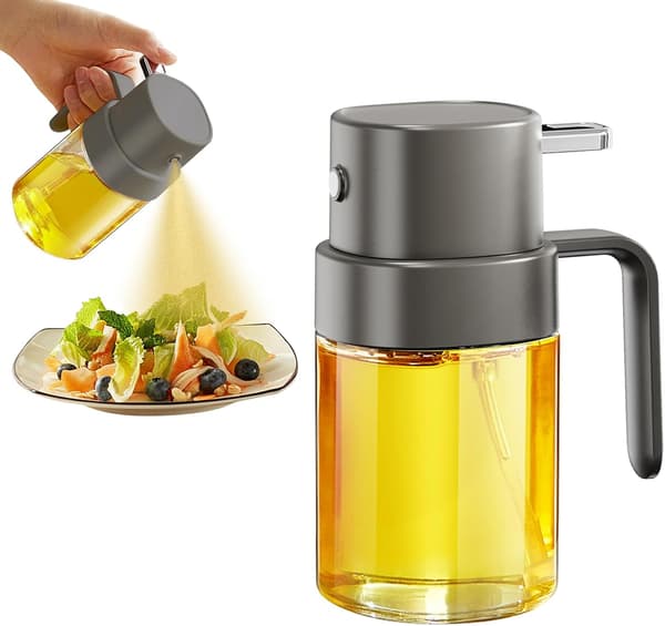 Olivoljesprayflaska för matlagning, 200 ml, icke-aerosol, oljedispenser, grå