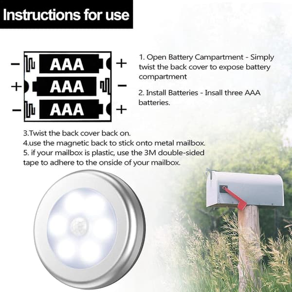 LED bevegelsessensor skaplys, LED bevegelsessensorlys - LED bevegelsessensorlys nattlys, bevegelsesaktivert LED postkasselys