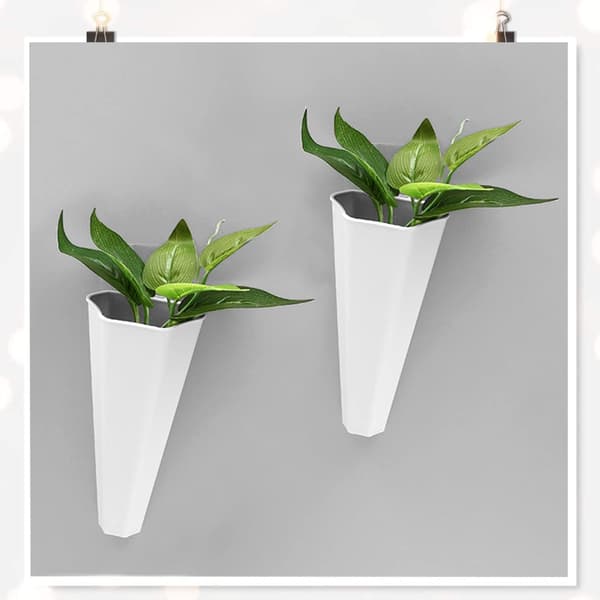 2-pack väggkrukor utan hål - hängande blomkrukor i plast vit white 2pcs