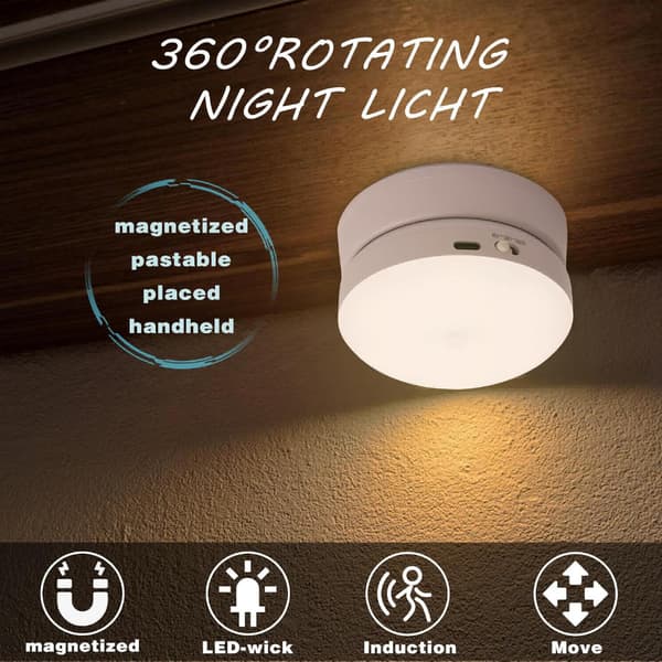 Bevægelsessensorlys Indendørs USB Genopladelig LED Natlampe med Auto/Tænd/Sluk-tilstande LED-lys til Soveværelse