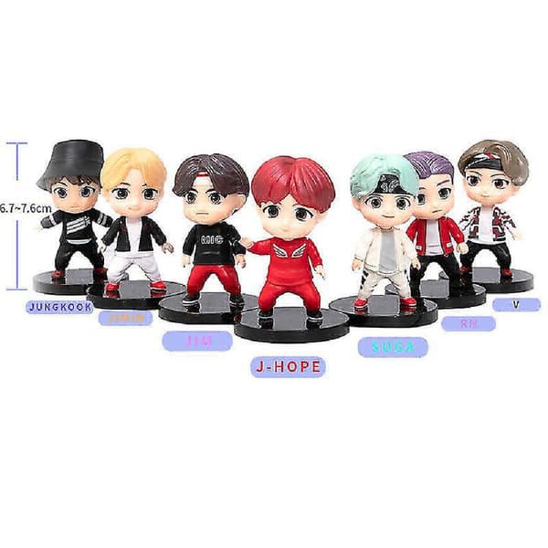 7 stk/1 sæt koreanske BTS-figurer samling medlemmer håndlavede borddekorationer dukker Standing Style