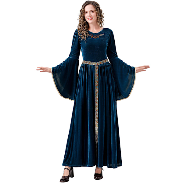 Voksen Dame Klassisk Grøn Elegant Hexe Kostume til Halloween & Hat Boguge Outfit XL