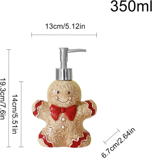 Honningkage sæbedispenser, 350 ml keramisk julehåndsæbedispenser, genopfyldelig honningkagemand lotiondispenser Gingerbread house