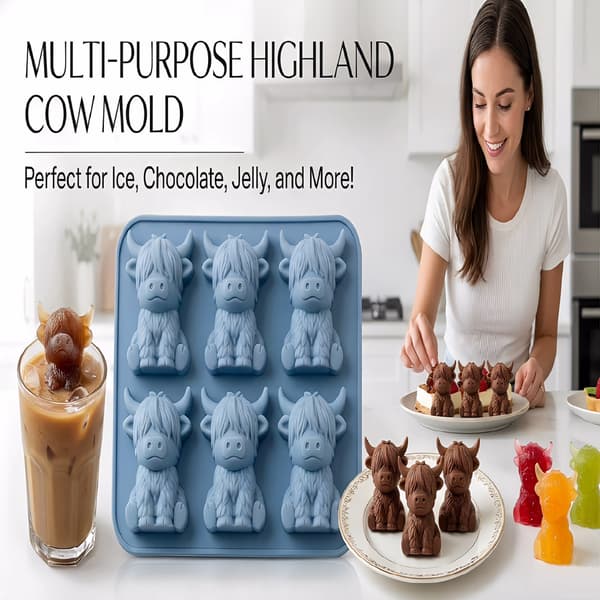 Mini Highland Ku Isbitform, Søt 3D Kuformet Ismaskin for Drikke og Cocktails 13.2*16cm