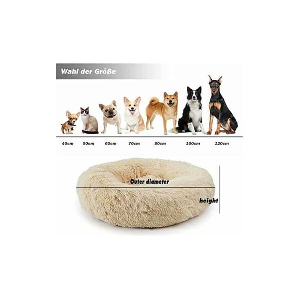 Luksus rund kæledyrsseng/kæledyrsrede til hunde og katte, vaskbar pude med lynlås til katte/hunde Gradient White 100cm