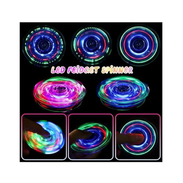 2 stk. Fidget Spinner LED Krystal Lysende Håndspinner Sensorisk Legetøj Fidget Legetøj Anti-Stress ADHD til Børn Blå og Lilla[YJD]