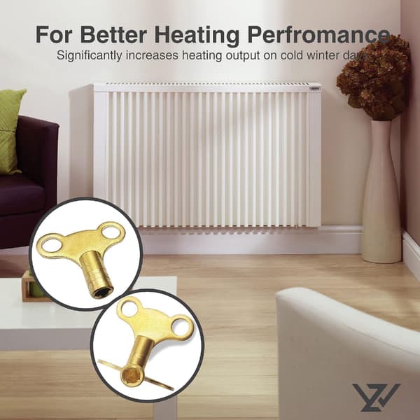 Radiatorluftingsnøkkel - Radiatorventilbelgnøkkel for lufting og luftventil - Laget av solid messing - 2-pakning