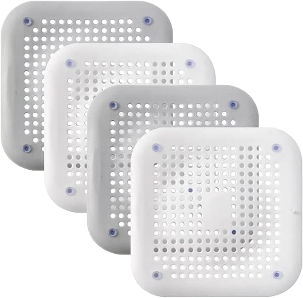 Silikonsil för diskbänk, 4-pack duschsil, köksslangsil med sugkopp, duschsil för badkar och kök, vit och grå