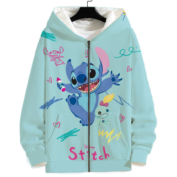 Stitch Hoodies Genser med Glidelås Jakke Topp Yttertøy Fans Gave Hjemkomst 3D A10 5XL