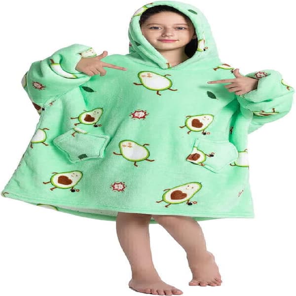 Stor teppe-hettegenser, jenter gutter mykt fleece bærbart teppe, Sherpa fluffy gigantisk hettegenser for tenåringer