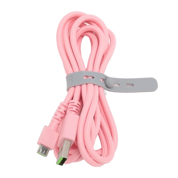 Ladekabel for Naga Pro-mus, mikro-USB, 1,8 meter lang, anti-slitasje nylon, metallmusladekabel for erstatning, rosa