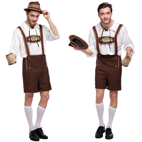 Men's Bavarian Lederhosen German Oktoberfest Traditional Shorts Ida